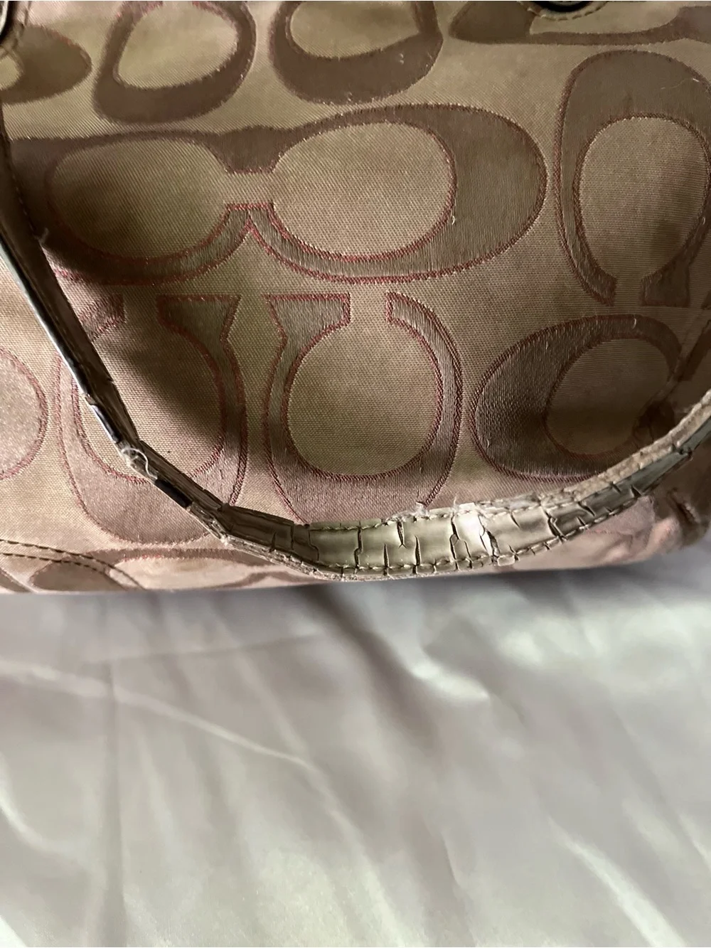 Coach Tan and Brown Signature Shoulder Bag